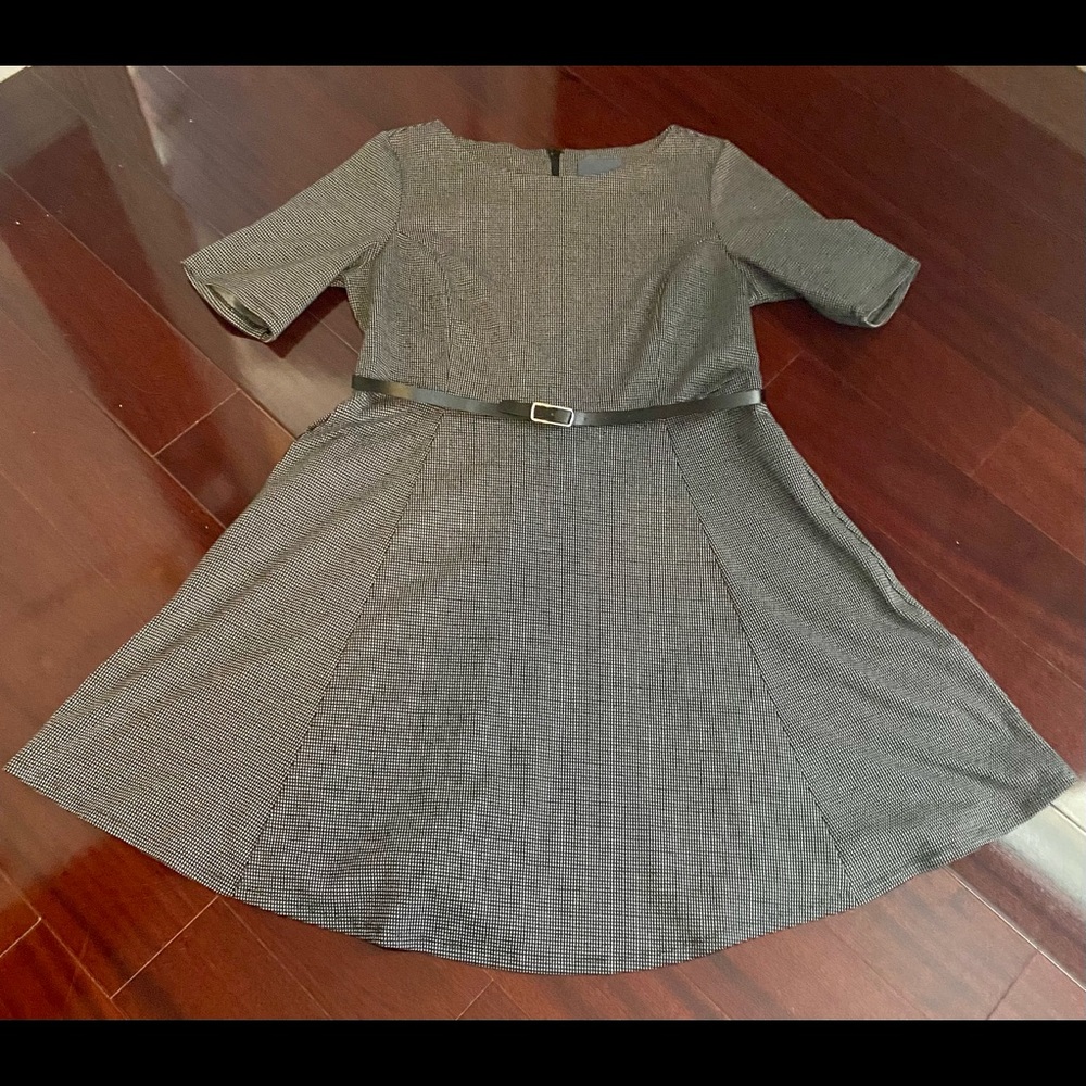 ModCloth XL black and grey shirt sleeve skater dress